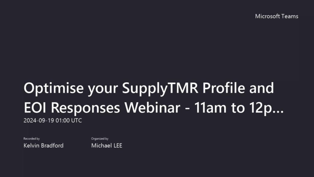 Optimise your SupplyTMR Profile and EOI Responses